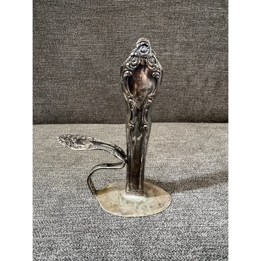 Flatware Bud Vase‎ Fabricated From Vintage Silverplated Spoon & Knife Vignette